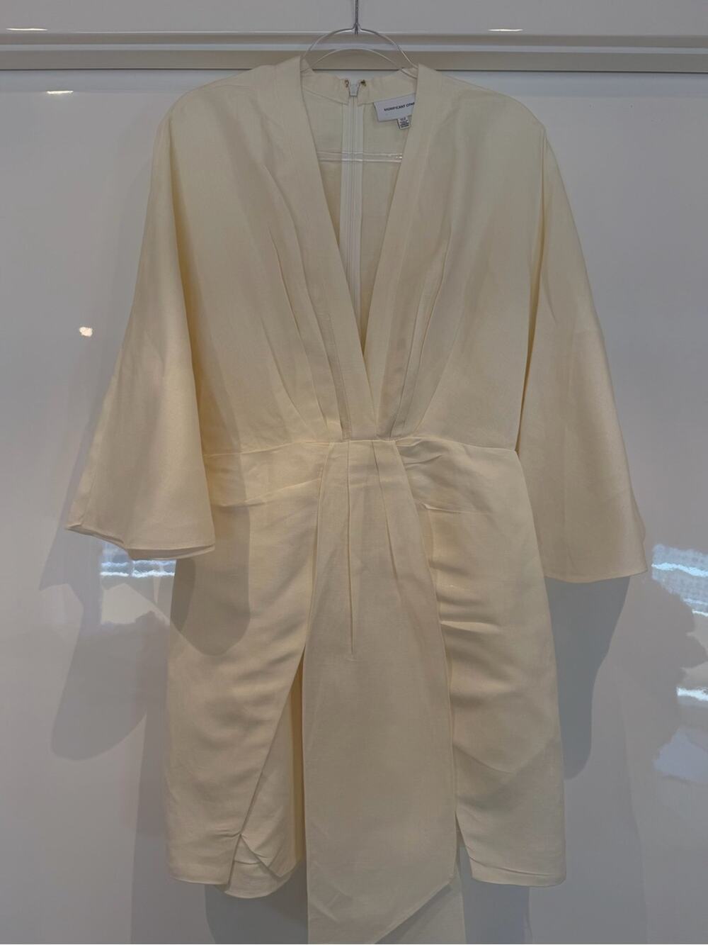 Minimalist Cream Kimono Dress with Waist Detail